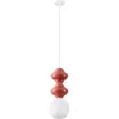 Lyora Suspension Clio M en céramique rouge avec verre blanc