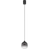 Nova Luce Kita - lampe suspendue - Ø 10 x 125 cm - 6W LED inclus - noir sablé et verre fumé