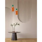 Nova Luce Pluma - lampe suspendue - Ø 15 x 179 cm - 9W LED inclus - or, jaspe brillant et verre orange