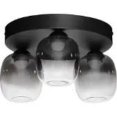 Nova Luce Kita - plafonnier - Ø 36 x 21 cm - 16W LED inclus - noir sablé et verre fumé