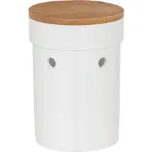 kela Pot à ail Salena H17cm Ø12cm stockage idéal céramique couvercle bambou récipient boîte à provisions blanc