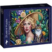 Bluebird Puzzle Puzzle Bluebird - Puzzle artistique « Femme et chat » - 1 000 pièces - Carton