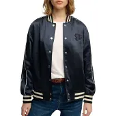 Superdry Varsity Satin Bomber Jacket Bleu,Gris L Femme