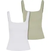 Urban Classics Tb7513a Sleeveless Top 2 Units Vert,Blanc 4XL Femme