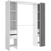 Dmora Olaf - Grande Armoire, 180x205h cm Blanc, 4 Tiroirs