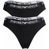 Emporio Armani pour femme. EW000402_AF13033 Lot de 2 strings Coton essentiel noir (L), Homewear