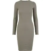 Urban Classics Rib Long Sleeve Long Dress Vert L Femme