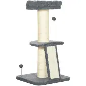 PawHut Arbre à chat 92 cm avec planche à griffer, gris foncé