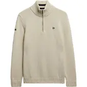 Superdry Homme Pull en Maille à Demi-zip en Coton Cream Taille: XL