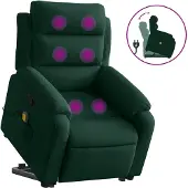 vidaXL Fauteuil relax releveur vert foncé velours