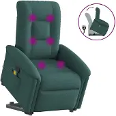 vidaXL Fauteuil de massage avec releveur Vert foncé Tissu