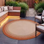 Studio Clarice Tapis rond intérieur & extérieur – Florence Terra | Ø 80cm | Terracotta | Rond | Tapis