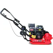 AWTOOLS Plaque vibrante avec tapis en caoutchouc et roulettes de transport, 6,5 CV, 86 kg