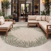 FRAAI Tapis d'extérieur rond | Tiga Edge Vert | Ø 240cm | Vert | Rond | Tapis d'extérieur
