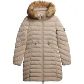 Superdry pour femme. W5011999A Manteau Fuji Faux beige (L), Casuel, Polister recyclé, Durable