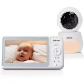 Alecto DVM2050 - Babyphone avec caméra HD, grand écran couleur 5 pouces et veilleuse - Télécommandé - Blanc