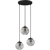 Nova Luce Suspension Abbacus Verre fumé à 3 lumières