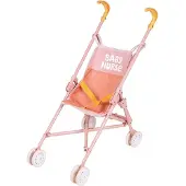 Smoby Poussette canne Baby Nurse pour poupon jusqu'à 42 cm pliable rose/jaune