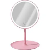 Avizar , miroir de maquillage rond à LED avecfrontale, rose