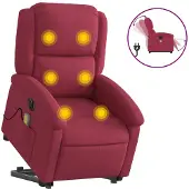vidaXL Fauteuil de massage avec releveur électrique vin rouge velours