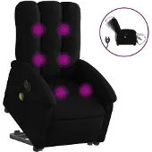 vidaXL Fauteuil de massage électrique avec releveur Noir Tissu