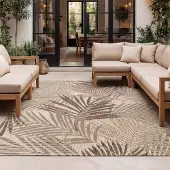 FRAAI Tapis d'extérieur | Tiga Palm Taupe | 140x200cm | Taupe | Rectangulaire | Tapis d'extérieur