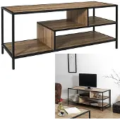 Home Deco Factory Banc TV - - Edison - Moderne - Pratique - Noir et marron