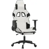 vidaXL Chaise de jeu avec repose-pieds Blanc et noir Similicuir