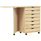 vidaXL Chariot avec bureau MOSS Vernis transparent 105,5 x 39 x 74,5 cm