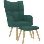 vidaXL Fauteuil relax avec pouf Vert foncé Tissu