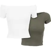 Urban Classics T-shirt kaki / blanc