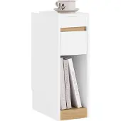 SoBuy Table de Chevet Étroite Blanche avec Plateau Amovible