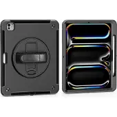 4smarts Coque pour iPad Pro 11 2024 / M5 2025 Bi-matière Antichoc Poignée Béquille Noir