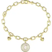 GUESS Bracelet Charme Coeur et Logo, (19 cm, Acier inoxydable, Nacre, Verre)