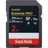 SanDisk Extreme PRO UHS-I (2000 Go, SDXC, U3, UHS-I), Carte mémoire, Noir