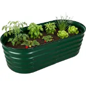 Relaxdays Jardinière surélevée , métal galvanisé, fleurs, plantes et légumes, H x l x P : 45 x 150 x 60 cm, jardinière ovale, verte