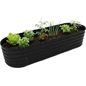 Relaxdays Jardinière surélevée , en métal galvanisé, pour fleurs, plantes et légumes, dimensions : 45 x 200 x 60 cm, jardinière ovale, noire
