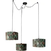 QAZQA Suspension noire avec abat-jour à feuilles et intérieur doré 35cm - Cava