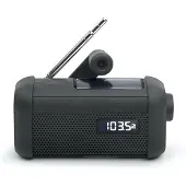 Muse Radio Portable - - MH-08 MB - Alimentation Dynamo/Solaire - Bluetooth/NFC - Lumière/Sirène/Horloge