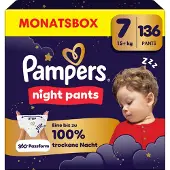 Pampers Night Pants (Taille 7, Pack mensuel, 136 pcs)