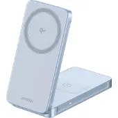 UGREEN Chargeur sans fil MagFlow 2-en-1 Qi2.2, 25W, bleu, compact, avec angle réglable