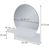 Vicco Miroir mural Elyra Blanc 40x47.5cm avec tablette, Model 58383