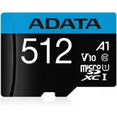 ADATA Carte MICROSDHC 512 Go UHS-I CL10 100/20 Mo/s avec 1 adaptateur.