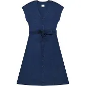 Lee Belted Short Sleeve Midi Dress Bleu M Femme