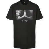 Mister tee T-Shirt 'Pray' gris clair / gris foncé / noir / blanc