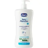 Chicco Shampooing pour cheveux et corps avec distributeur Baby Moments 92% d'ingrédients naturels 750 ml