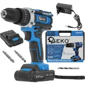 GEKO Perceuse/visseuse avec visseuse à choc 21V 2x 2ah batterie