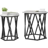 vidaXL Table basse, lot de 2, gris Sonoma, bois d'ingénieur et acier