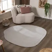 FRAAI Tapis organique - Halo Stone Gris | Ø 80 cm | Irréguliers | Pile courte