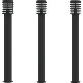 vidaXL Lampes d'allée 3 pcs. noir 110 cm acier inoxydable